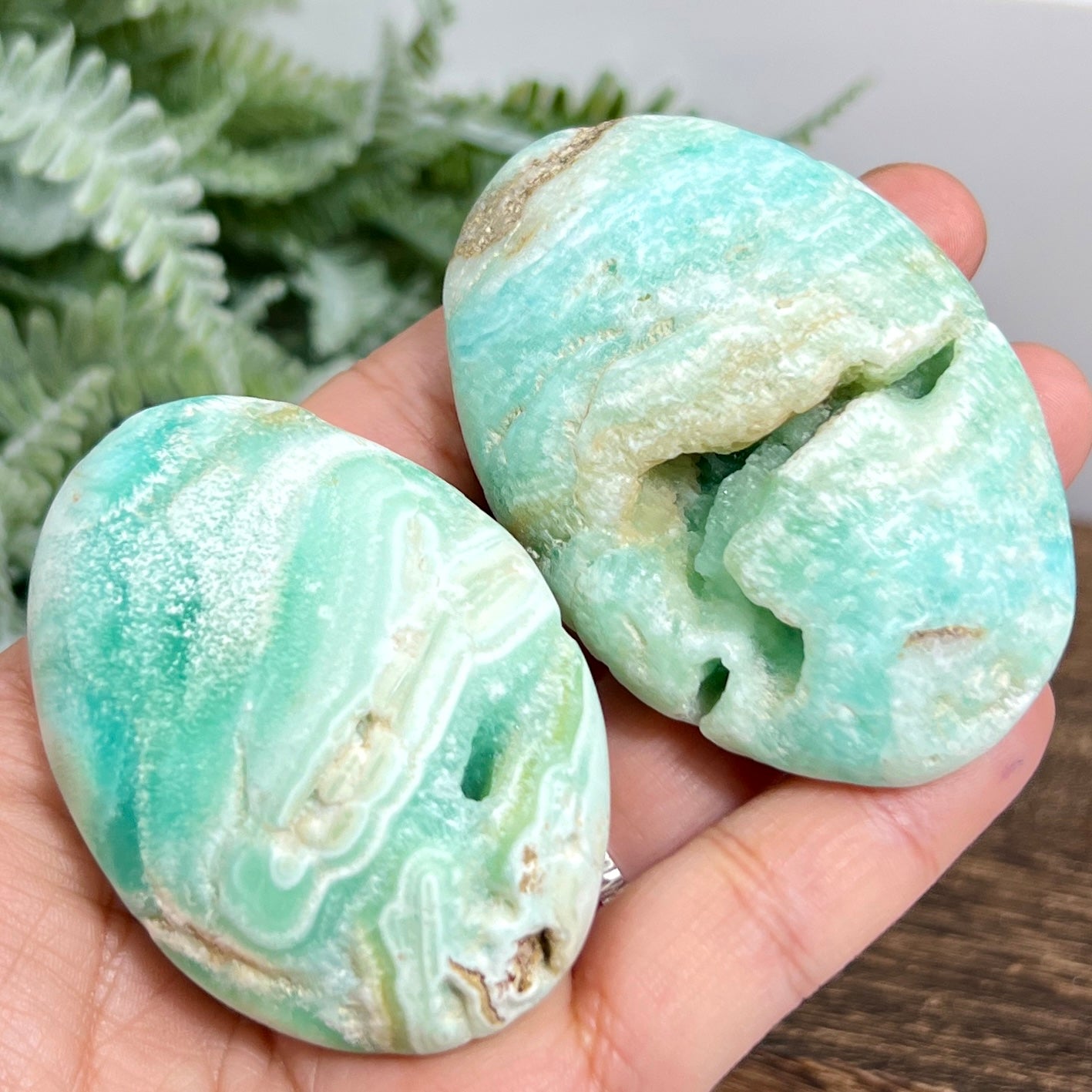 Blue Aragonite Palm Stone Worry High Quality Natural Meditation Crystals