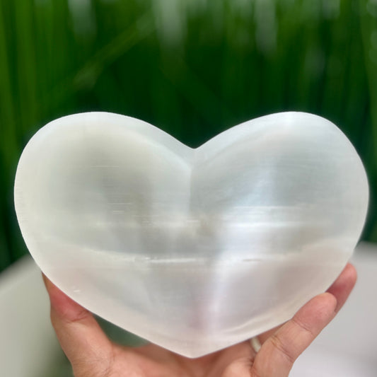 Satin Spar Selenite Heart Bowl High Quality Crystal Carving 714g