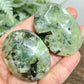 Prehnite with Epidote Palm Stones Worry Meditation Crystals