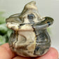 Volcanic Agate Halloween Pumpkin with Witches Hat UV Reactive Crystal Carving 72g