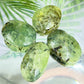 Prehnite with Epidote Palm Stones Worry Meditation Crystals