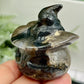 Volcanic Agate Halloween Pumpkin with Witches Hat UV Reactive Crystal Carving 82g