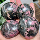 Rhodonite Palm Stones Worry Reiki Meditation Crystals