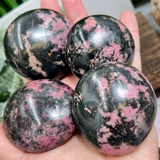 Rhodonite Palm Stones Worry Reiki Meditation Crystals