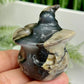 Volcanic Agate Halloween Pumpkin with Witches Hat UV Reactive Crystal Carving 72g