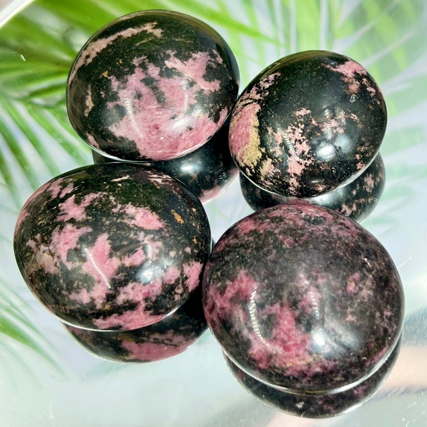 Rhodonite Palm Stones Worry Reiki Meditation Crystals