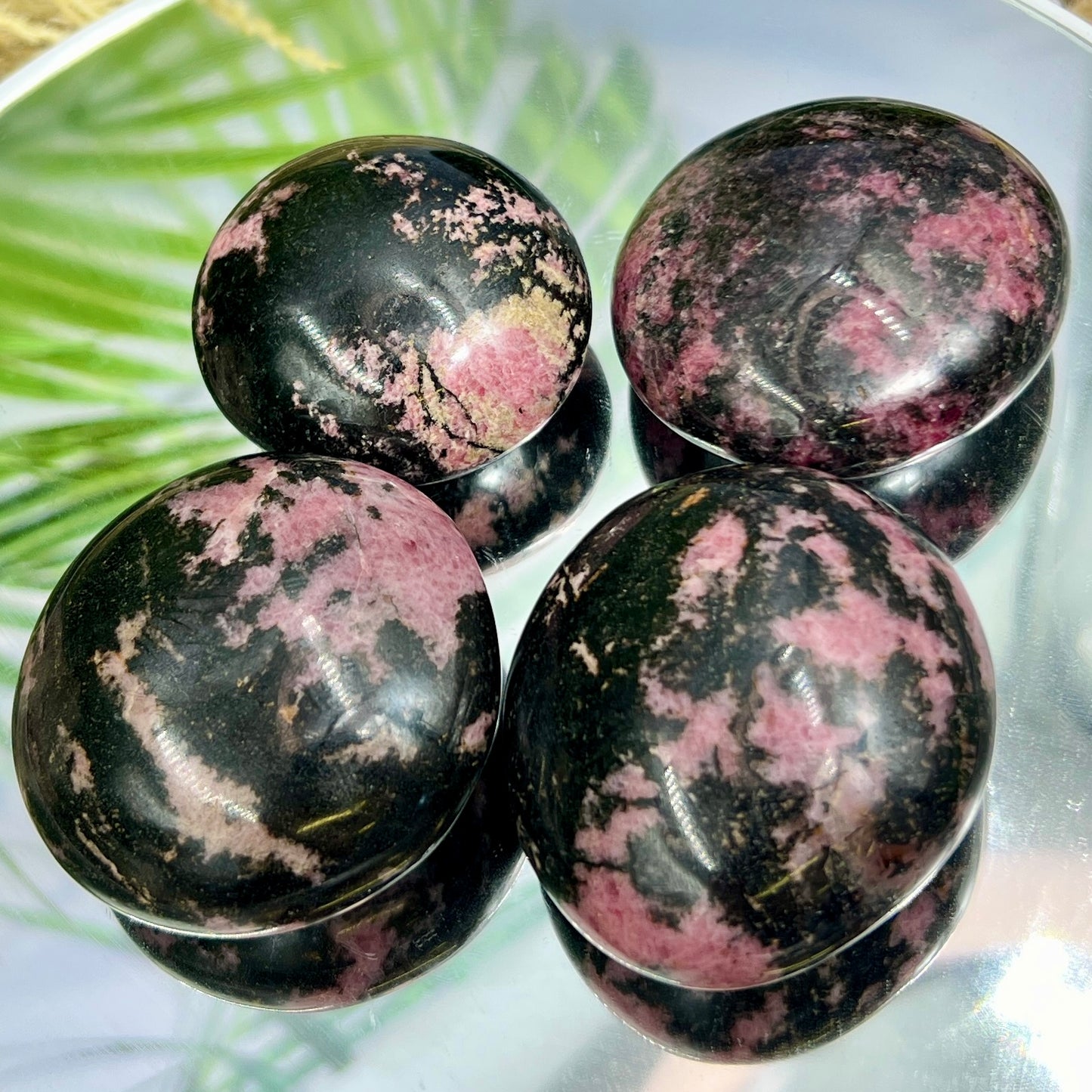 Rhodonite Palm Stones Worry Reiki Meditation Crystals