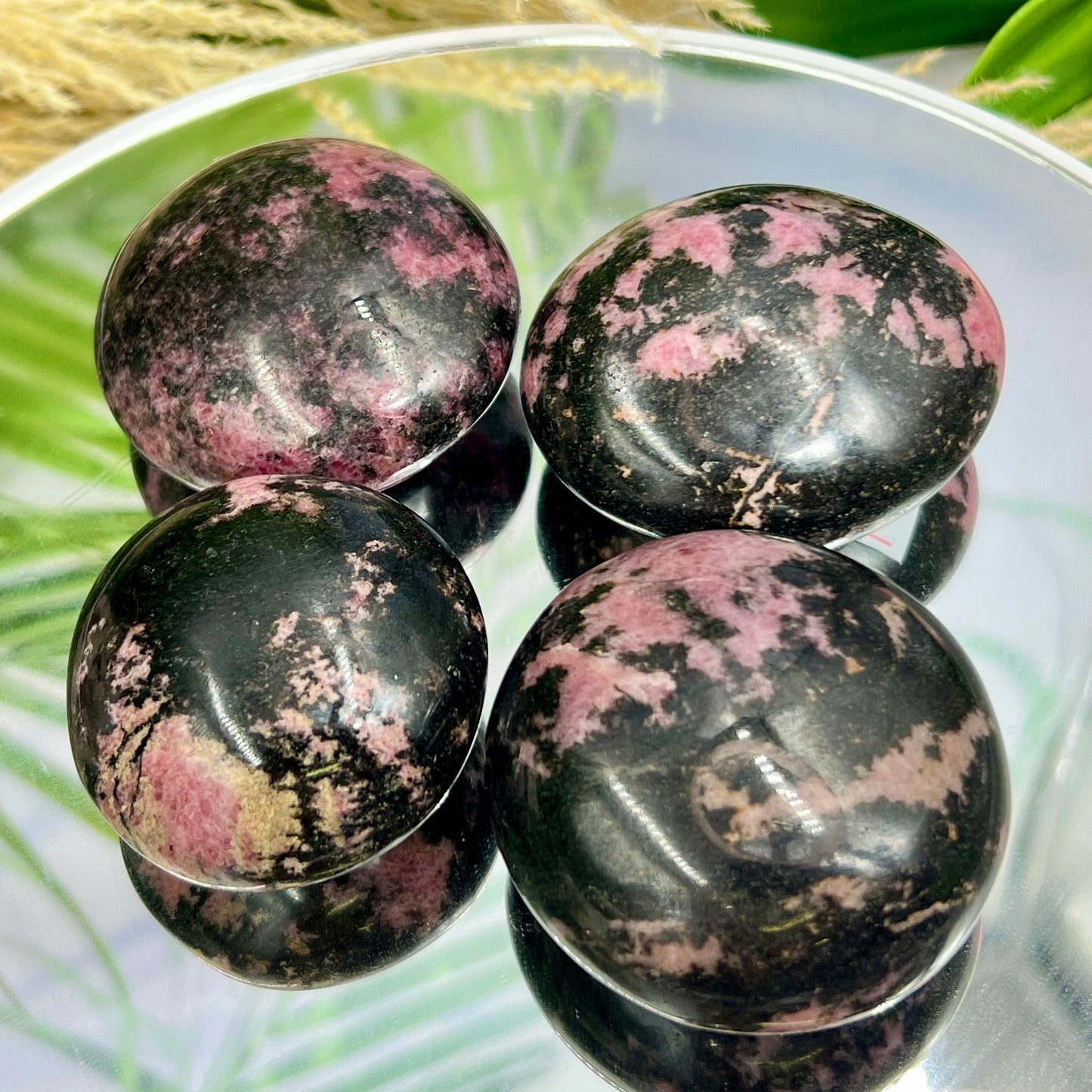 Rhodonite Palm Stones Worry Reiki Meditation Crystals