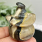 Volcanic Agate Halloween Pumpkin with Witches Hat UV Reactive Crystal Carving 64g