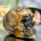 Volcanic Agate Halloween Skull in Pumpkin UV Reactive Crystal Carving 118g