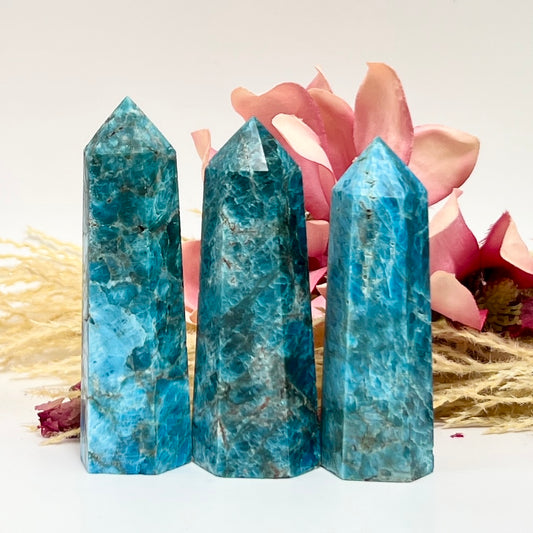 Blue Apatite Points Towers Crystal Generator Australian Seller