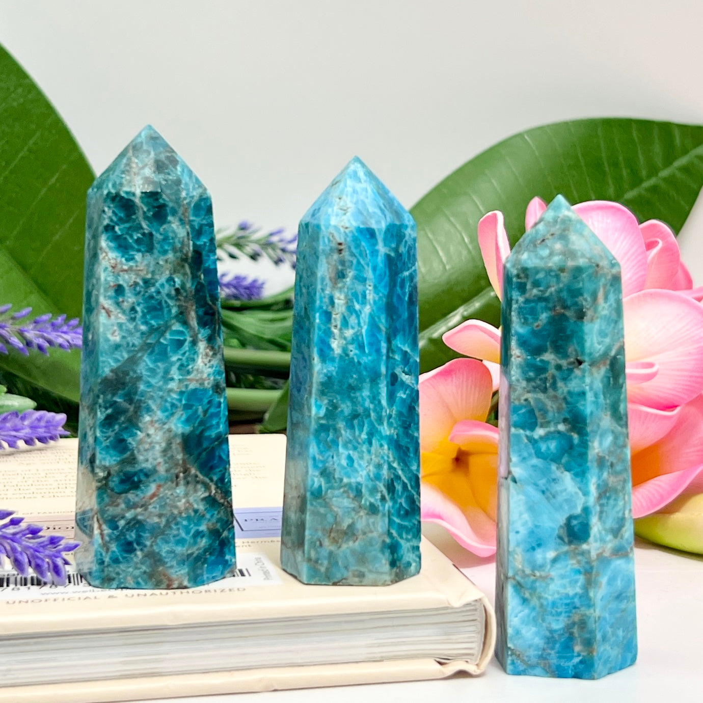 Blue Apatite Points Towers Crystal Generator Australian Seller