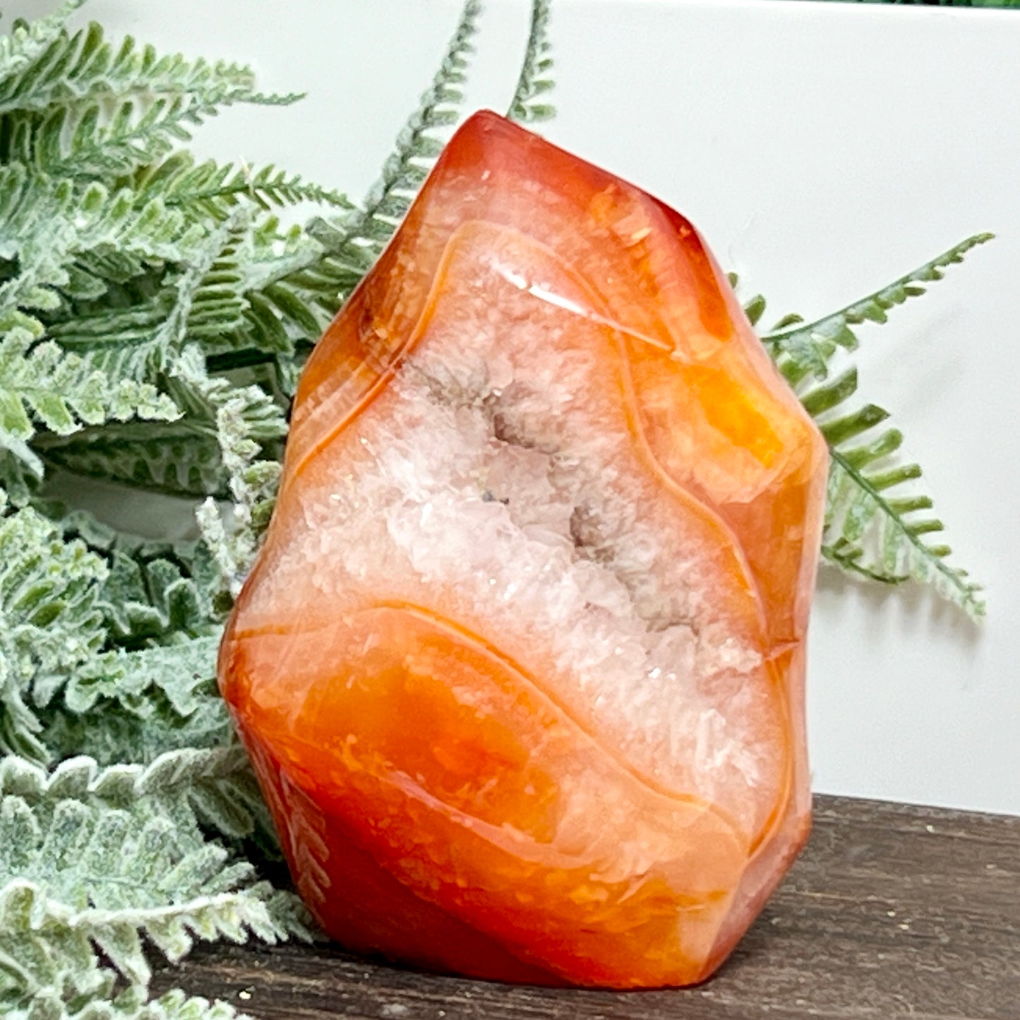 Carnelian Quartz Flame Healing Crystal Carving 330g