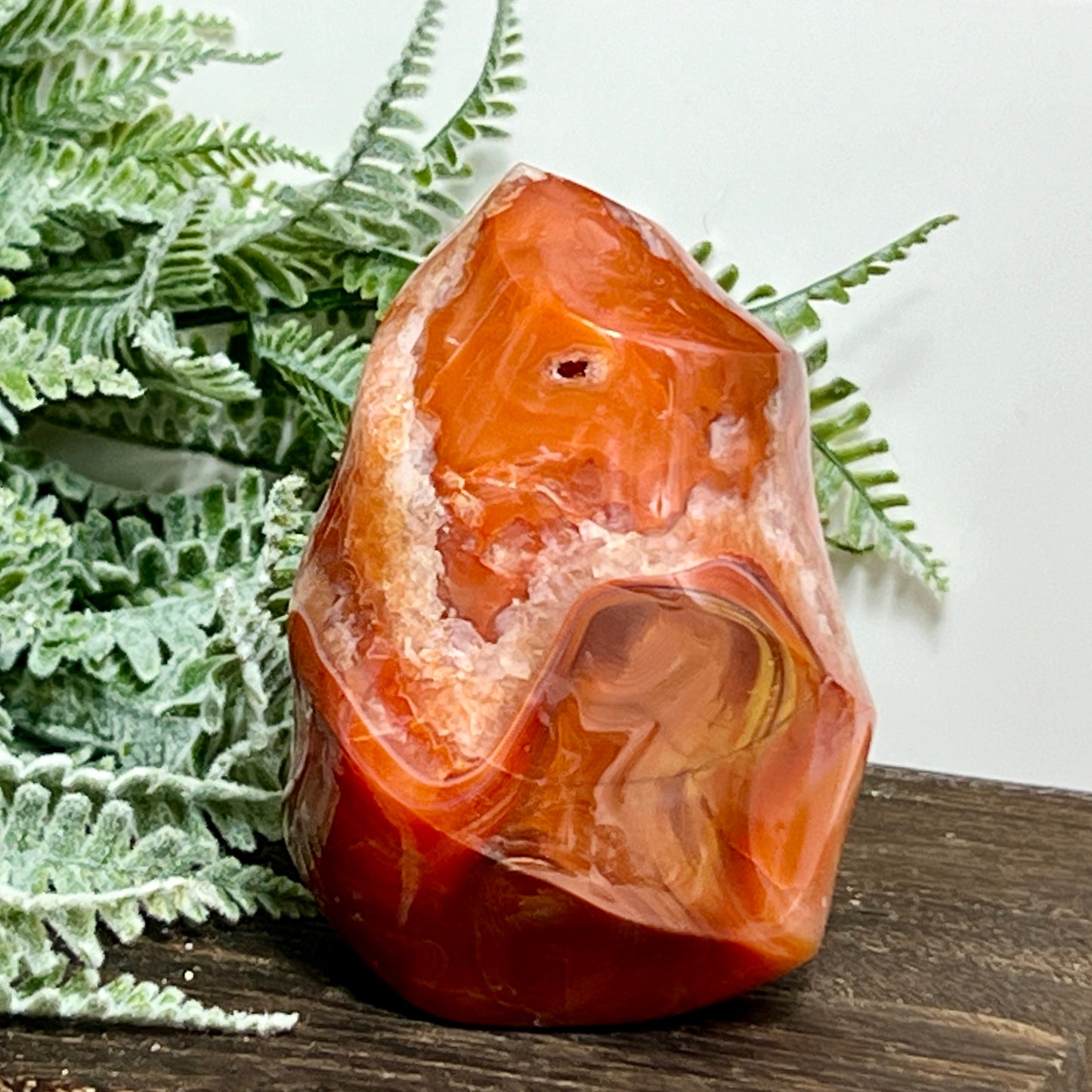 Carnelian Quartz Flame Healing Crystal Carving 416g