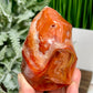 Carnelian Quartz Flame Healing Crystal Carving 416g