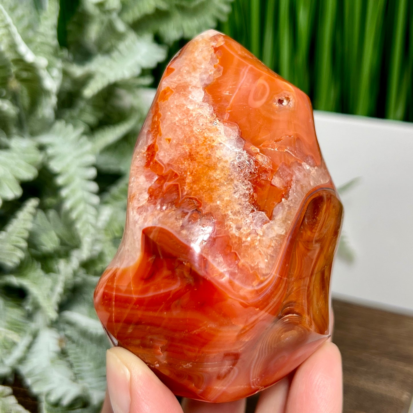 Carnelian Quartz Flame Healing Crystal Carving 416g