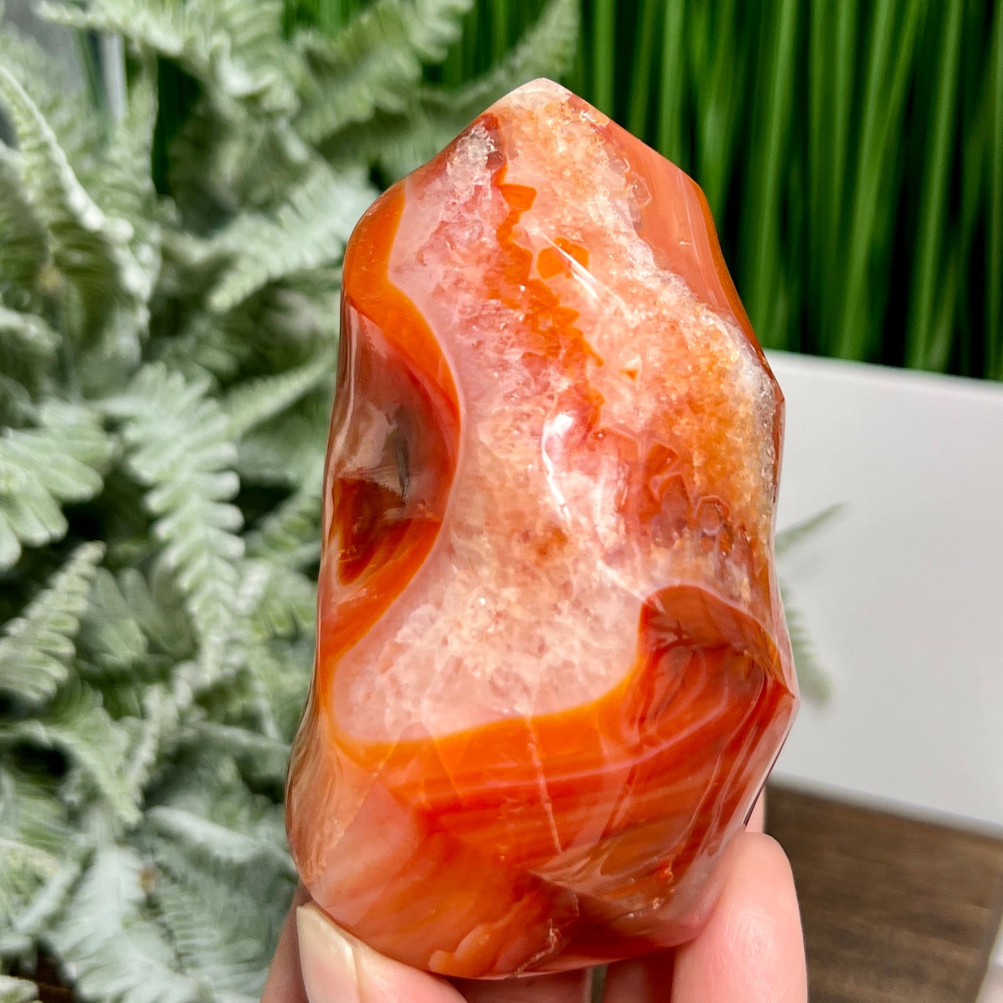 Carnelian Quartz Flame Healing Crystal Carving 416g