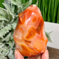 Carnelian Quartz Flame Healing Crystal Carving 416g