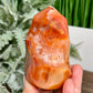 Carnelian Quartz Flame Healing Crystal Carving 416g