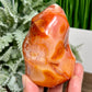 Carnelian Quartz Flame Healing Crystal Carving 416g