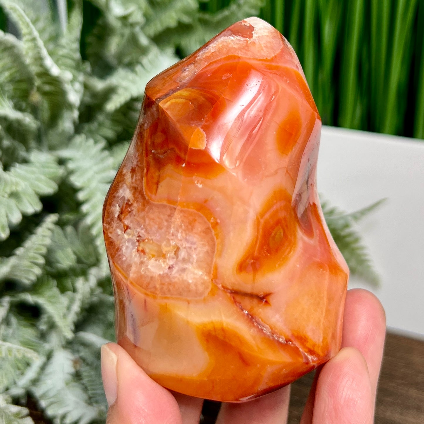 Carnelian Quartz Flame Healing Crystal Carving 416g