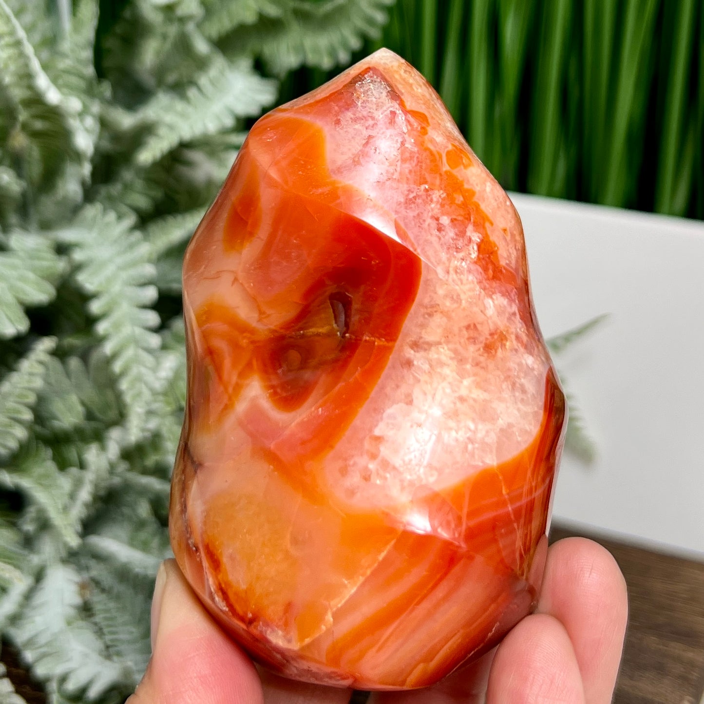 Carnelian Quartz Flame Healing Crystal Carving 416g