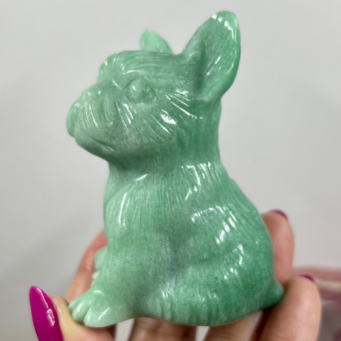 Amazonite French Bull Dog Crystal Puppy Carving Australian Seller