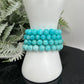 Blue Amazonite Crystals Bracelets Wearable Gemstones Elastic 9-10mm Beads 16cm