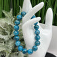 Blue Apatite Crystals Bracelets Wearable Gemstones Elastic 17cm