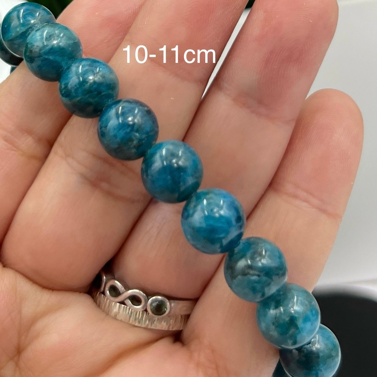 Blue Apatite Crystals Bracelets Wearable Gemstones Elastic 17cm