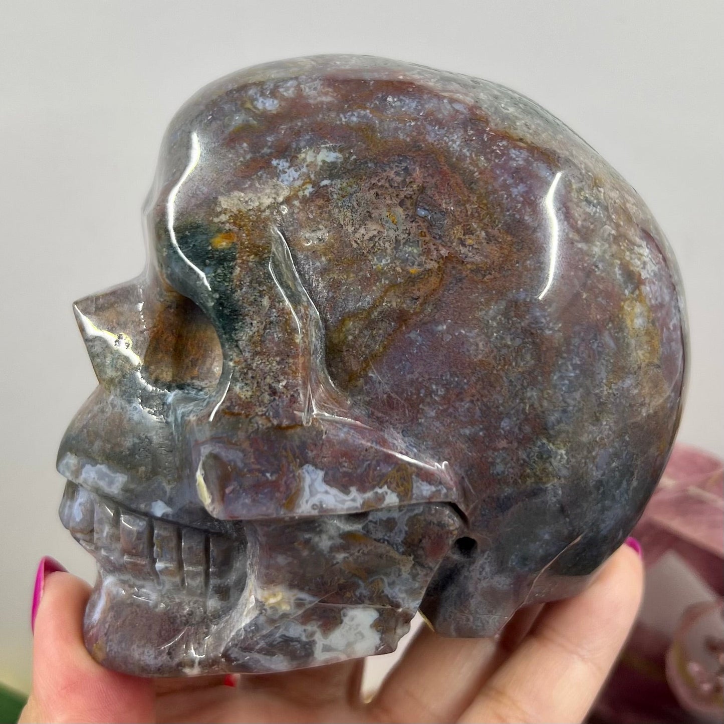 Ocean Sea Jasper Skull Crystal Skull Carving Australian Seller