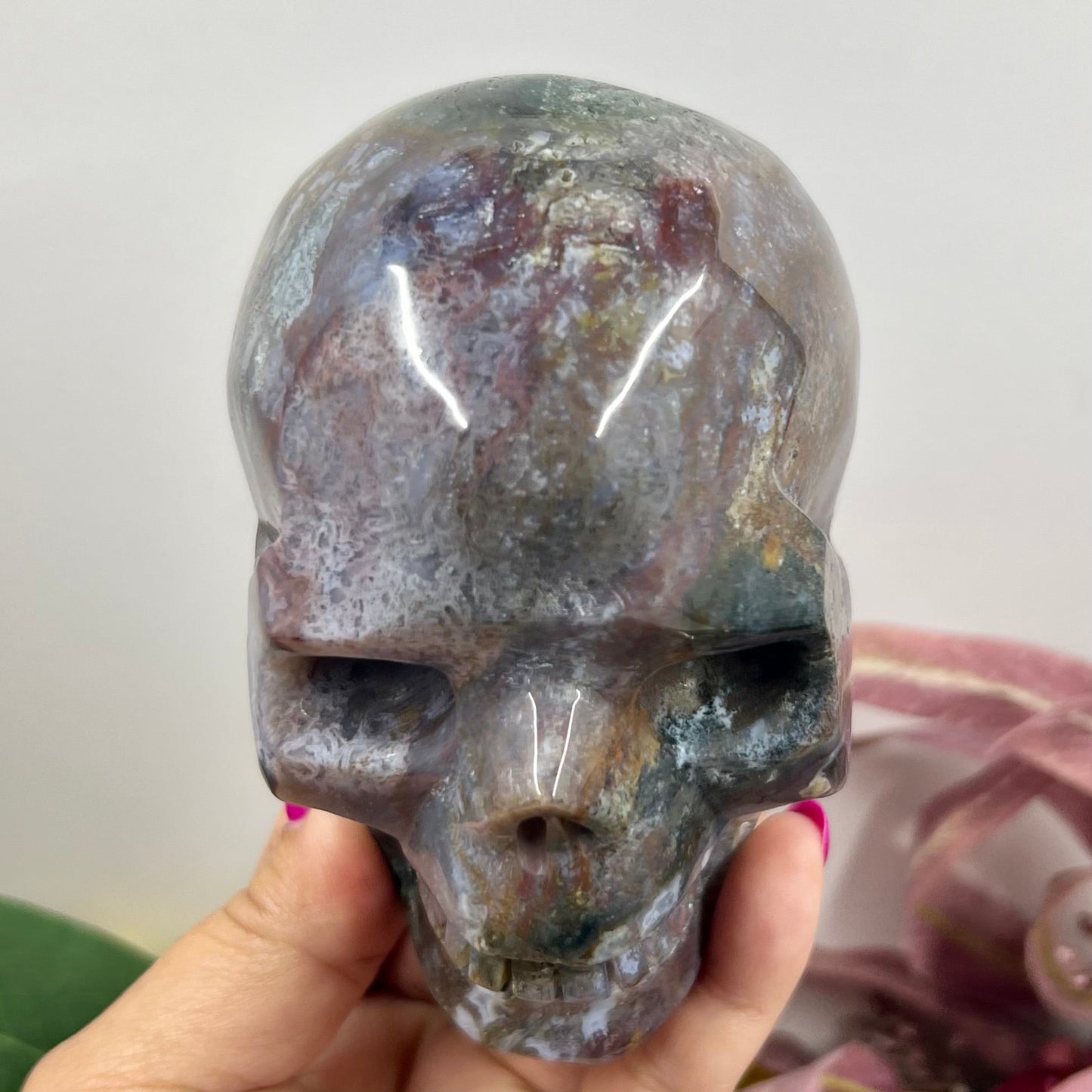 Ocean Sea Jasper Skull Crystal Skull Carving Australian Seller