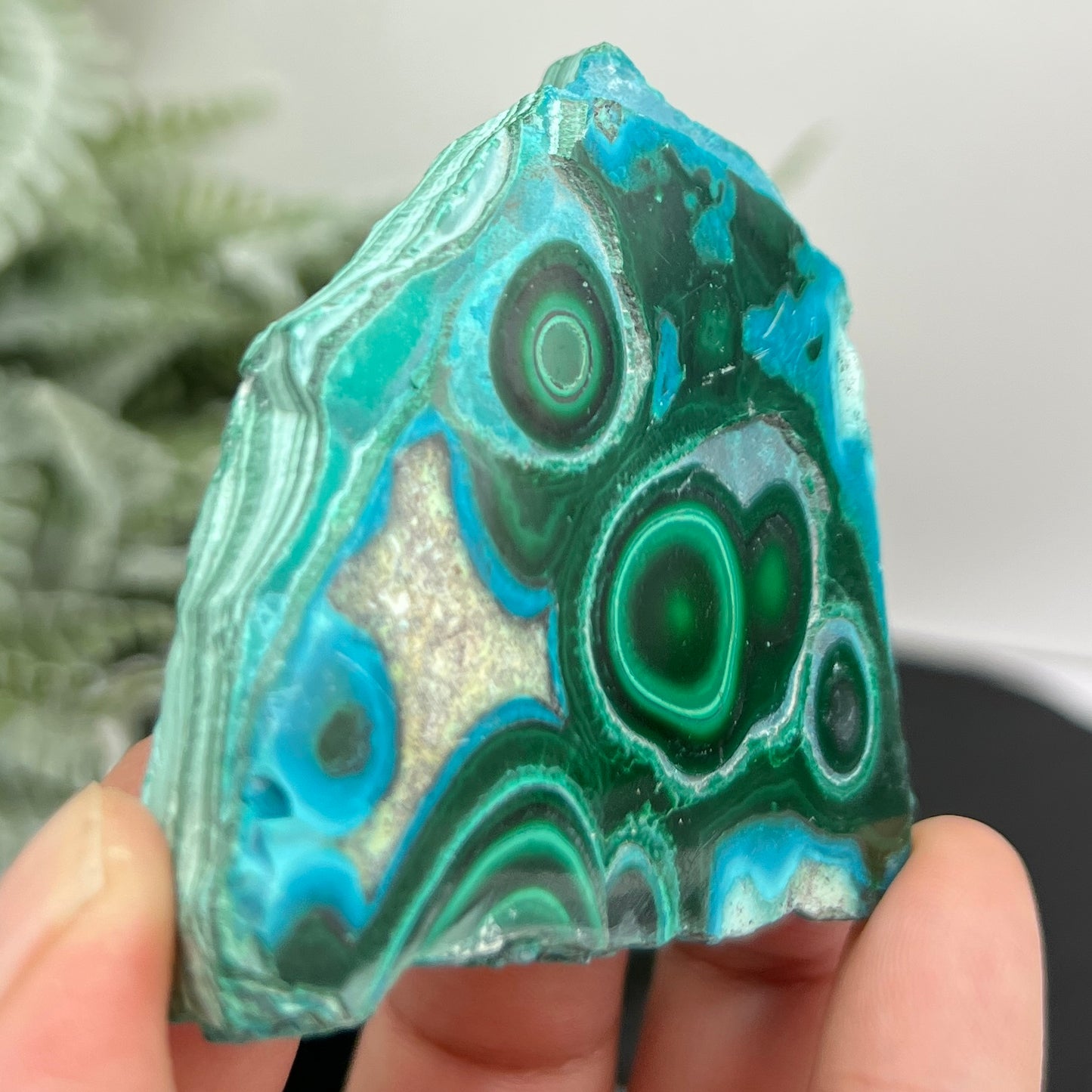 Chrysocolla Malachite Slice Chunk with Stand Crystal Specimen Peru 106g