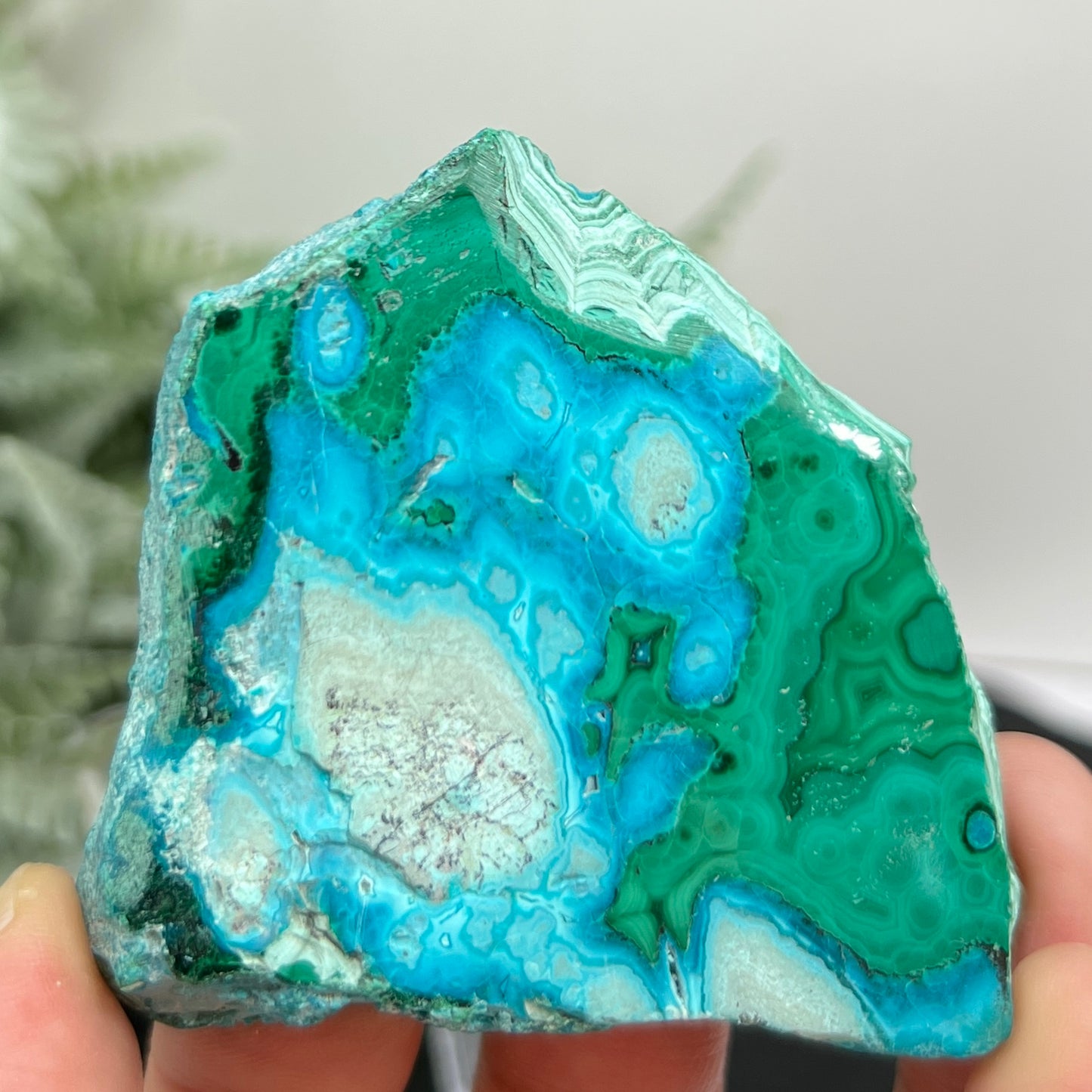 Chrysocolla Malachite Slice Chunk with Stand Crystal Specimen Peru 106g