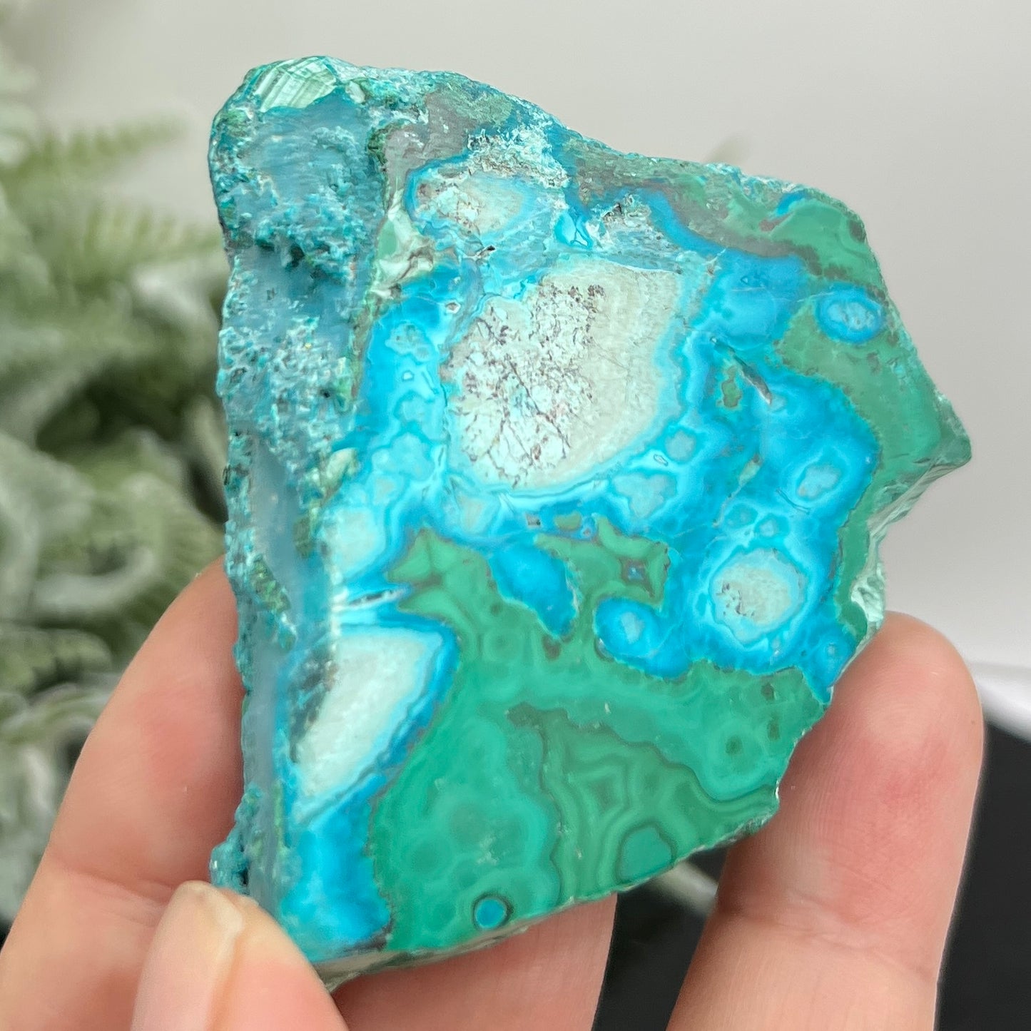 Chrysocolla Malachite Slice Chunk with Stand Crystal Specimen Peru 106g