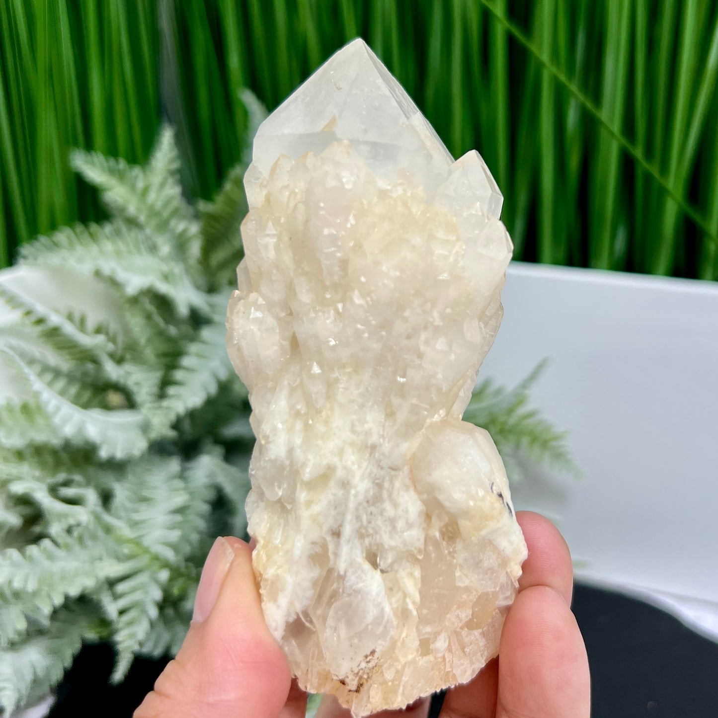 Candle Pineapple Quartz Flower Cluster Natural Crystal Specimen With Stand 221g