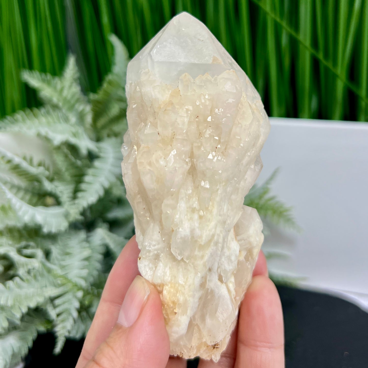 Candle Pineapple Quartz Flower Cluster Natural Crystal Specimen With Stand 221g