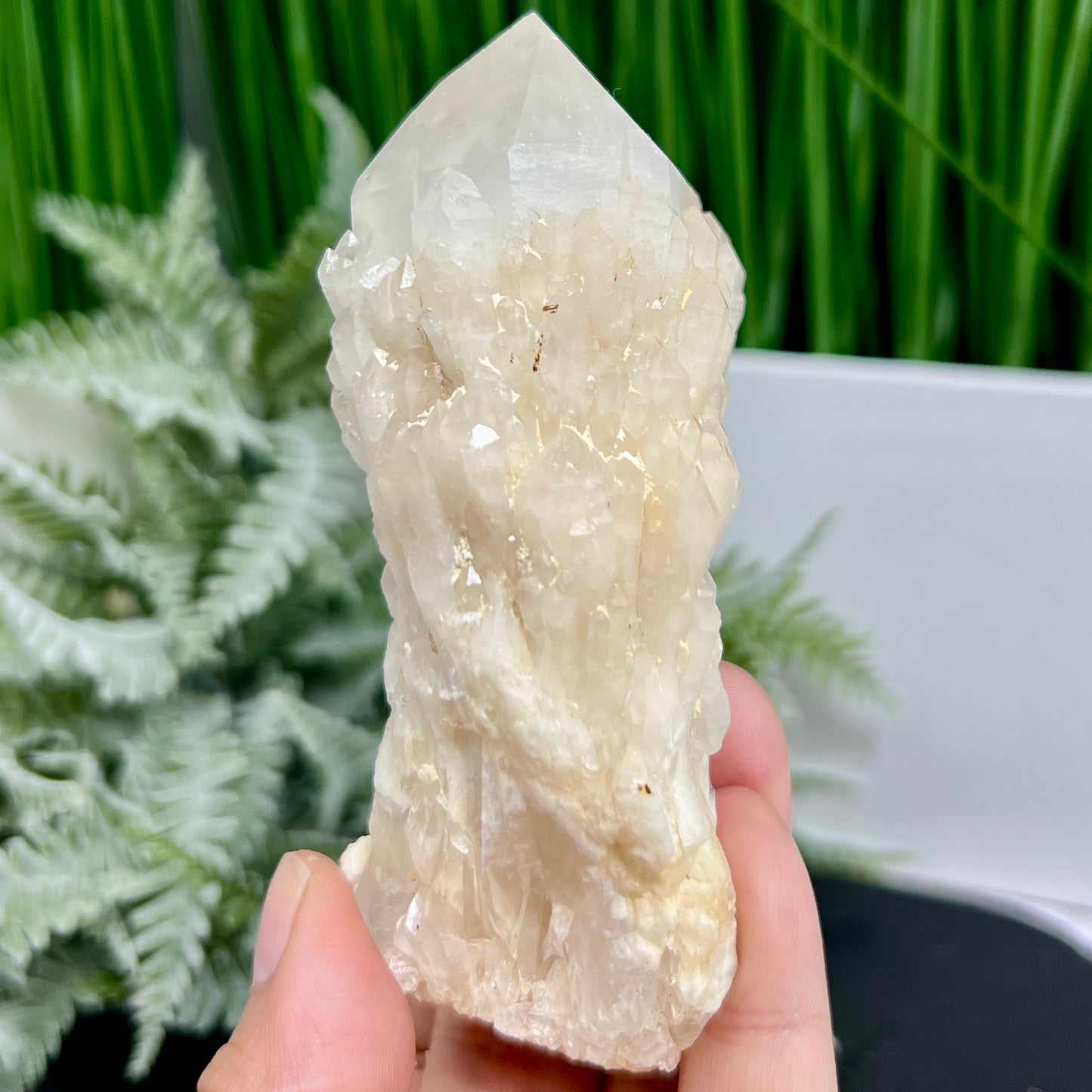 Candle Pineapple Quartz Flower Cluster Natural Crystal Specimen With Stand 221g