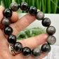 Silver Sheen Obsidian Bracelet Elastic Gemstone Jewellery Wearable Crystals 14mm Beads