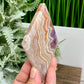 Amethyst with Mexican Lace Agate Rhombus Display with Stand Healing Crystal Carving