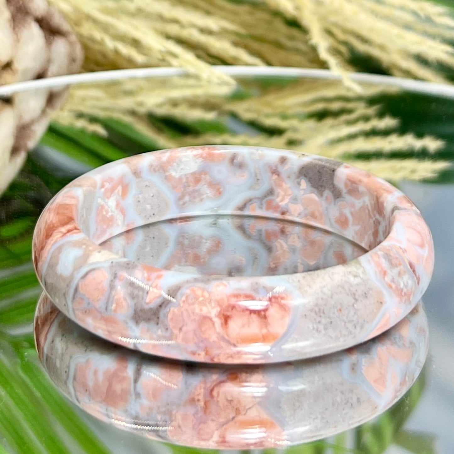 Pink Cotton Candy Druzy Agate Bangle Bracelet Crystal Jewellery Healing Gemstone