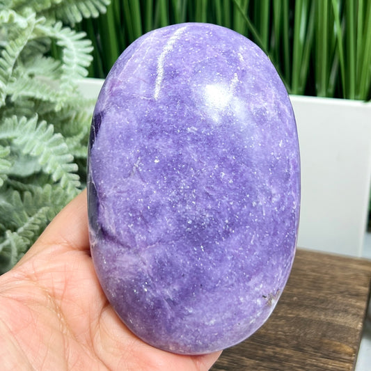 Lepidolite Purple Mica Extra Large Palm Stone Meditation Crystal 500g