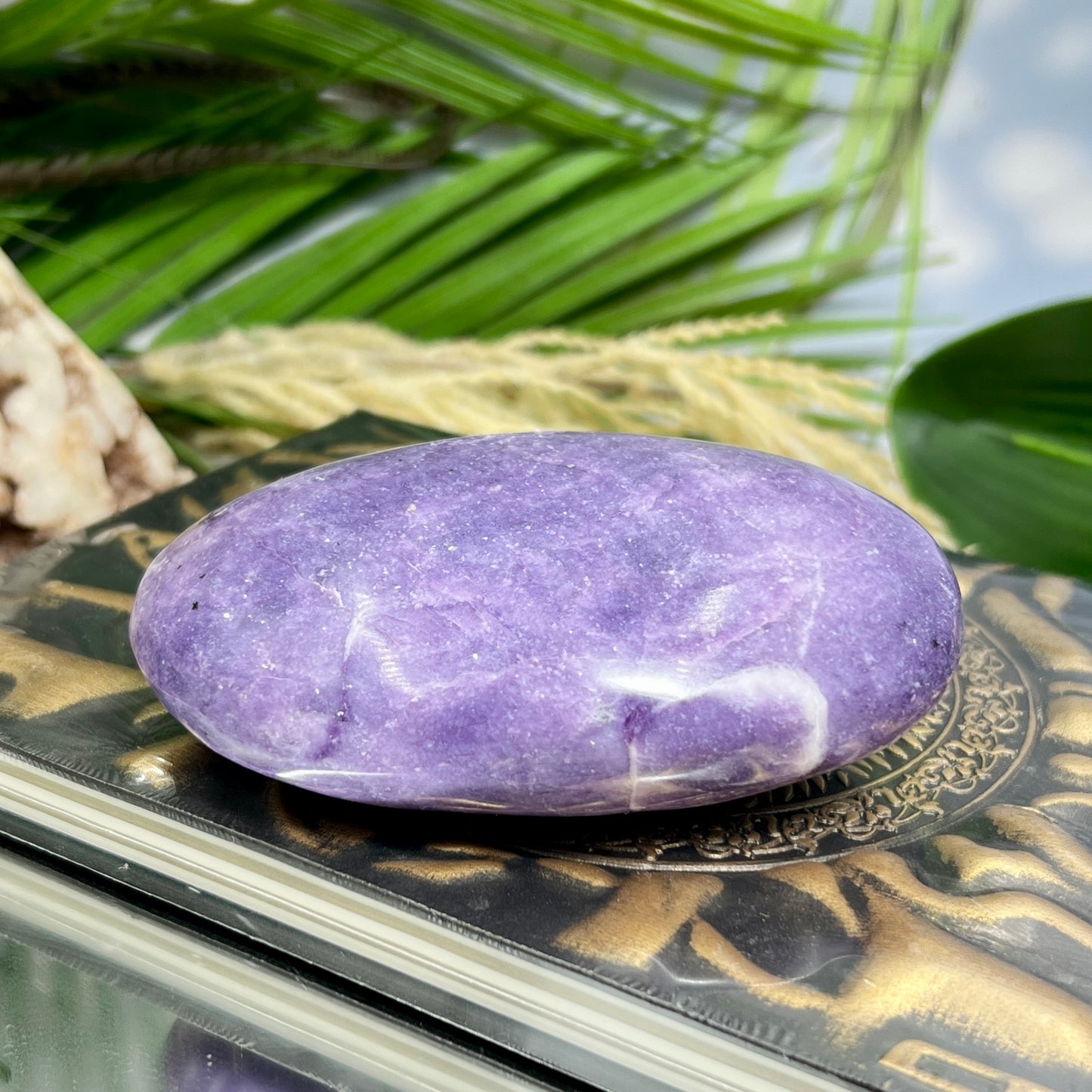 Lepidolite Purple Mica Extra Large Palm Stone Meditation Crystal 494g