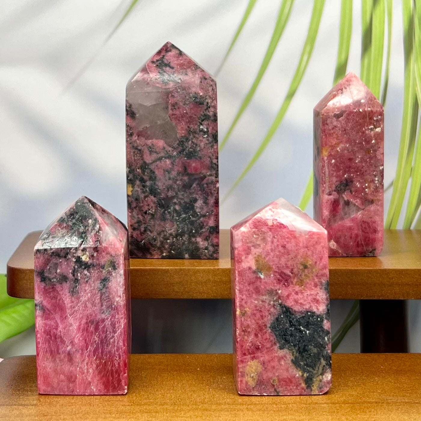 Rhodonite with Quartz Points Crystal Generator Tower Australian Seller