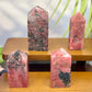 Rhodonite with Quartz Points Crystal Generator Tower Australian Seller