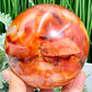 Carnelian with Quartz Sphere Healing Crystal Ball 1391g 100mm