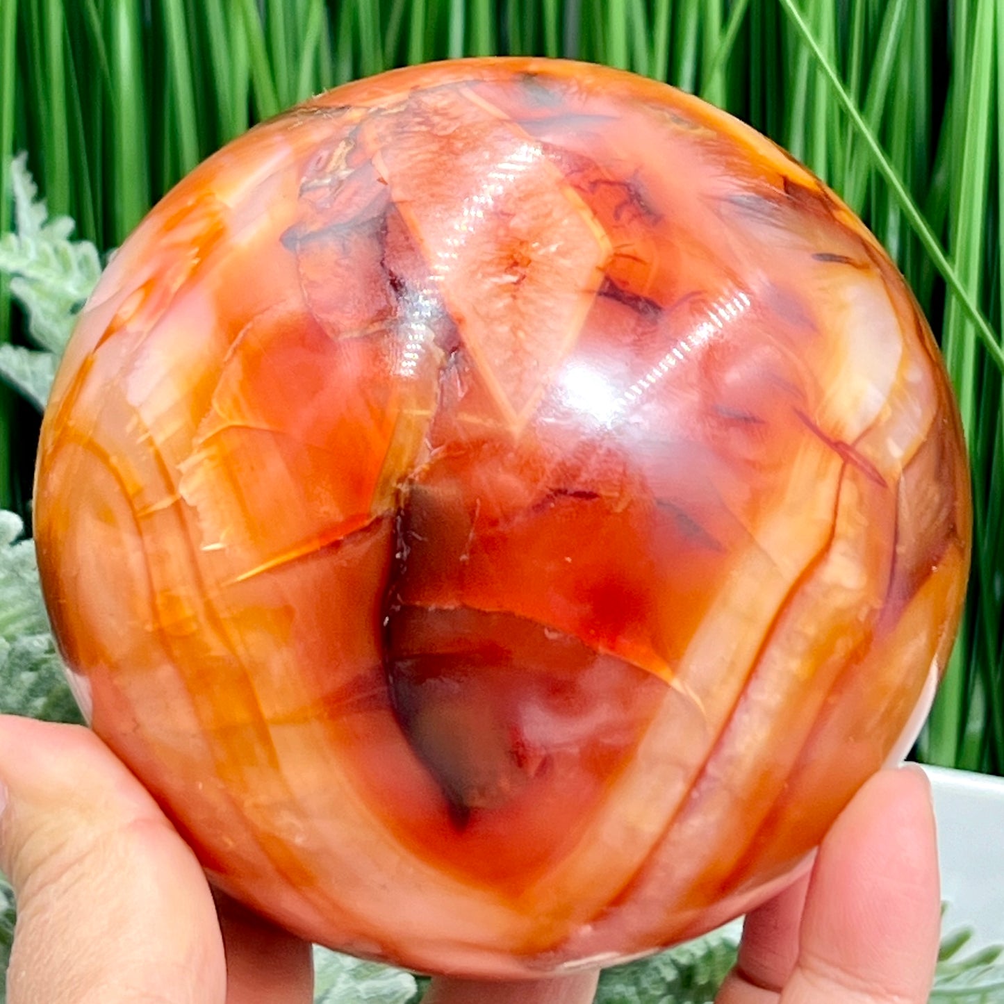 Carnelian with Quartz Sphere Healing Crystal Ball 1391g 100mm