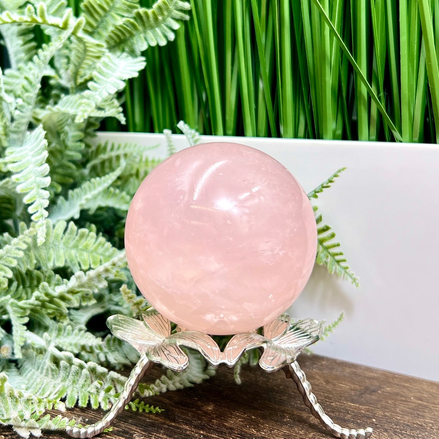 Rose Quartz Sphere High Quality Translucent Healing Crystal Ball 414g 67mm