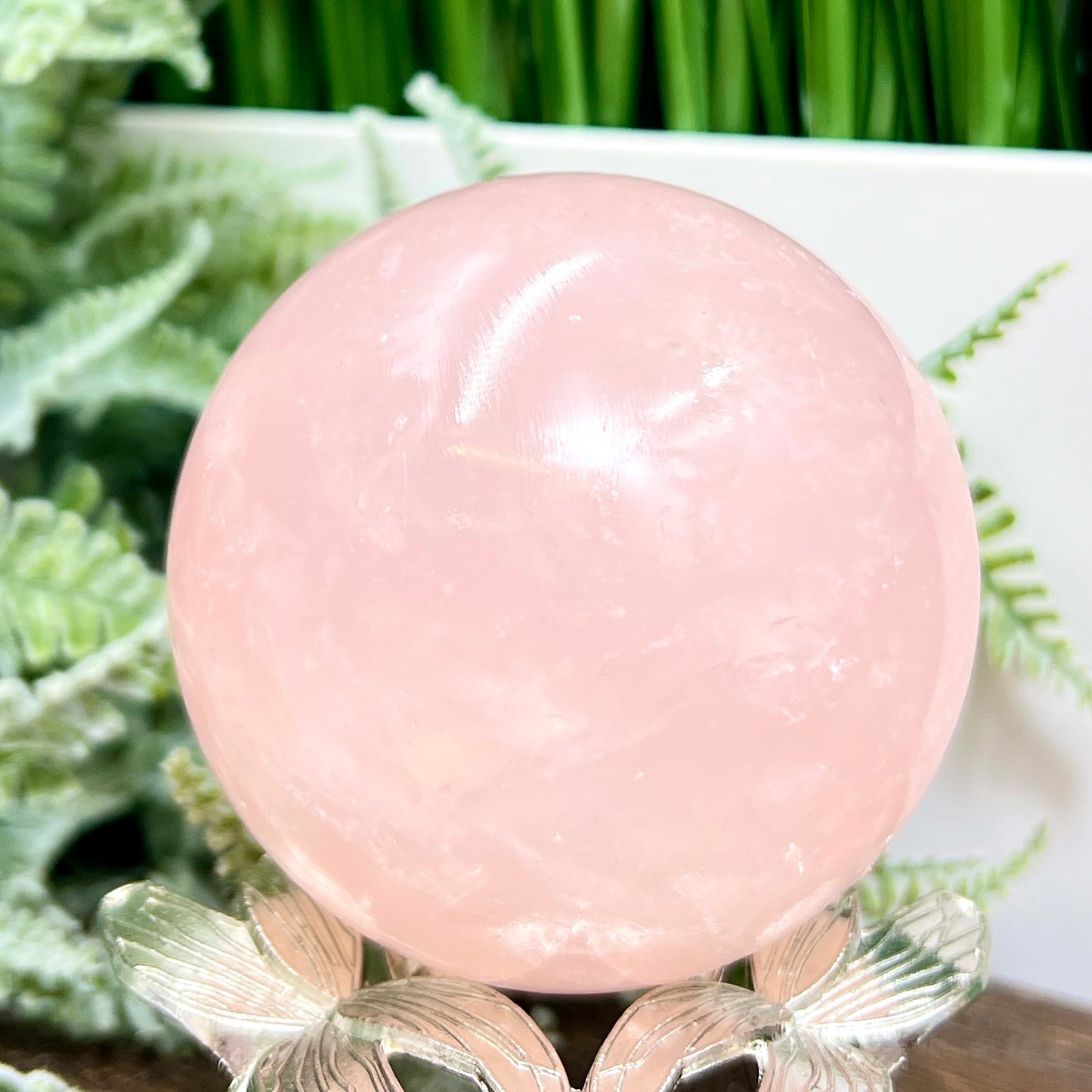 Rose Quartz Sphere High Quality Translucent Healing Crystal Ball 414g 67mm