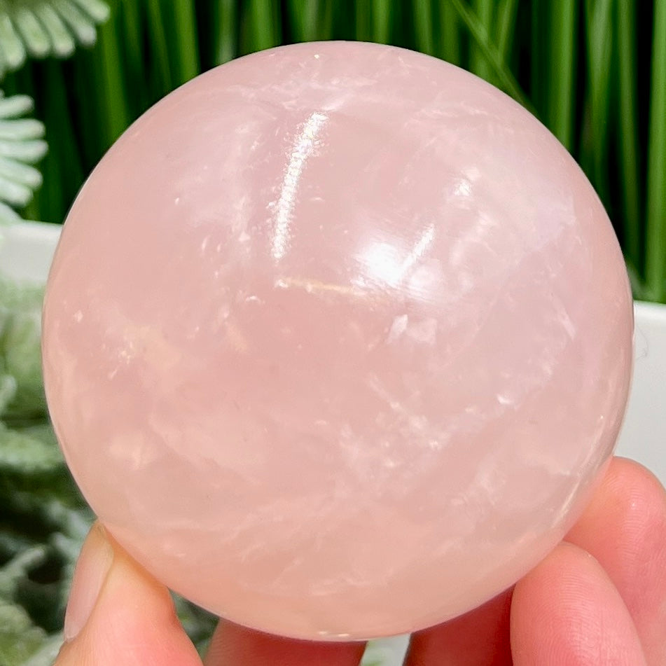 Rose Quartz Sphere High Quality Translucent Healing Crystal Ball 414g 67mm